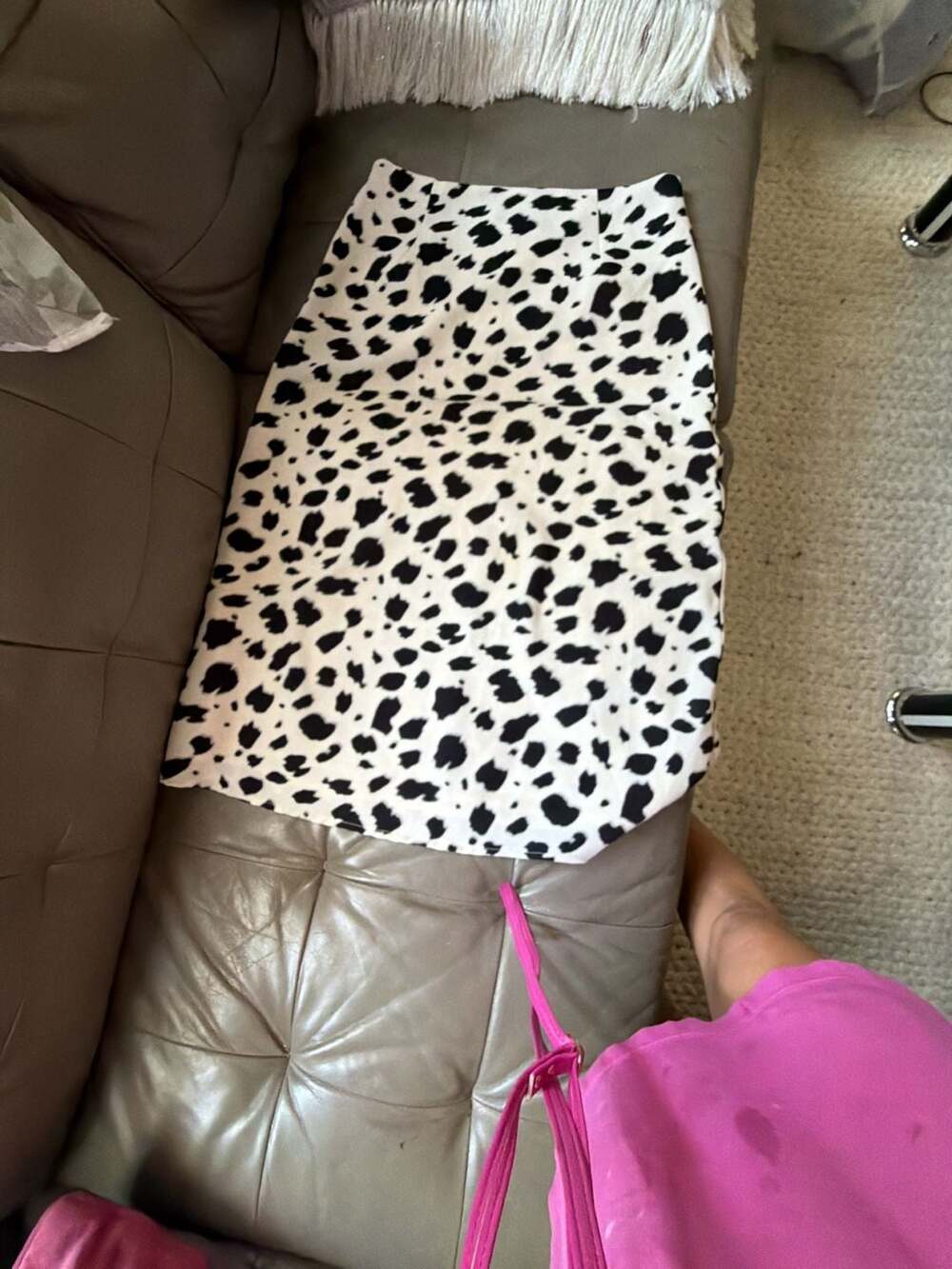 Nasty Gal Collection Cow Print Satin Midi Skirt